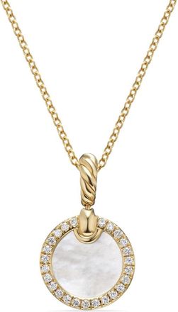 David Yurman 18kt yellow gold Petite DY Elements diamond necklace (17.8mm) - women - Diamond - One Size