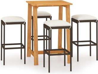 vidaXL 5 Pcs Bar Juego Para Jard&iacute;n Con Cojines Marrones