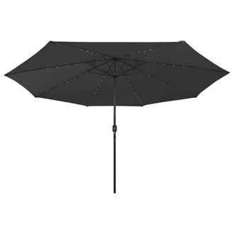 Berkfield Home Outdoor Parasol with LED Lights & Metal Pole 400 cm Black