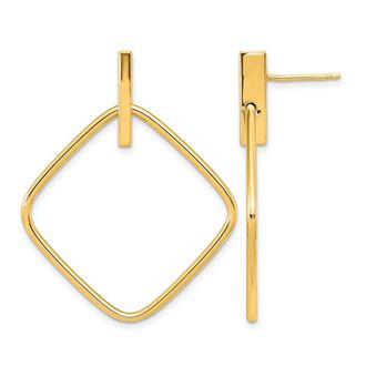 Diamond2Deal 14K Yellow Gold Square Shape Drop Dangle Earrings