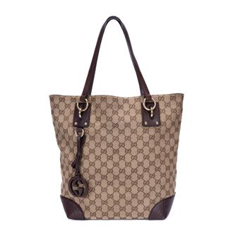 Gucci Pre-owned Womens Charm Medium Tote Shoulder Bag - Beige - One Size