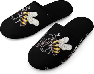 Generic Hand-drawn Bee Mens House Slippers Slip Indoor Slipper On Shoes Warm Outdoor