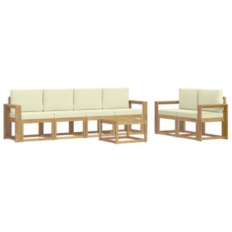 vidaXL Conjunto De Sof&aacute;s De Exterior Con Coj&iacute;n 7 Pcs Blanco Y Crema Vidaxl
