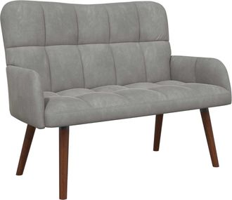 vidaXL Sof&aacute; De 2 Plazas Gris Claro 115 X 61 X 87 Cm Terciopelo Vidaxl