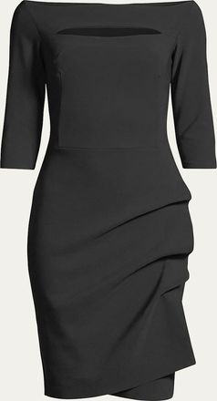La Petite Robe Di Chiara Boni Slit-Neck 3/4 Sleeve Ruched Cocktail Dress