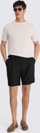 Moss Black Wool Pleated Shorts