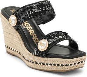 Karl Lagerfeld Carsen Espadrille Platform Wedge Sandal in Black at Nordstrom Rack, Size 7.5