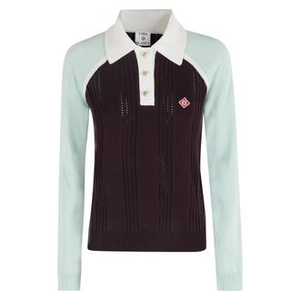 Casablanca Polo Shirts, female, Multicolor, S, Rib Polo Jumper in Aubergine
