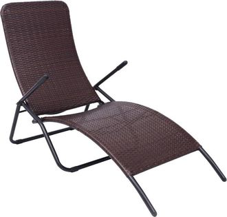 vidaXL Folding Sun Lounger Poly Rattan Brown, 42945