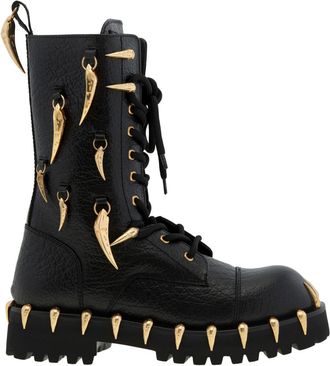Roberto Cavalli Saber Tooth Pierced Combat Boots, Brand Size 41 ( US Size 8 )