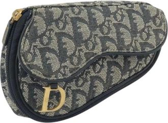 Dior Pre-owned Mini Bags, female, Blue, Size: ONE SIZE Pre-owned Trotter Canvas Pouch