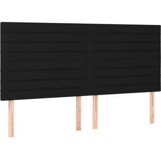 vidaXL Cabecero Con Luces Led Tela Negro 200x5x118/128 Cm Vidaxl