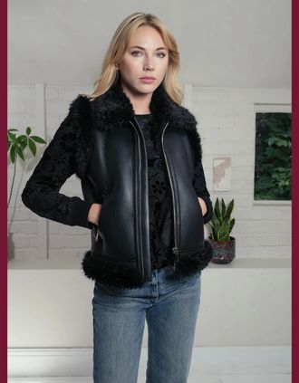 Nooki Design Womens Devina Leather Look Biker Gilet - Black - Size: 10/8