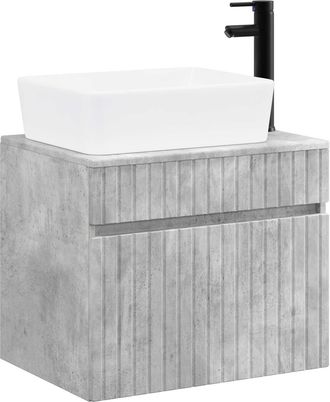 vidaXL Juego De Muebles De Ba&ntilde;o Gris Hormig&oacute;n Madera De Ingenier&iacute;a Vidaxl