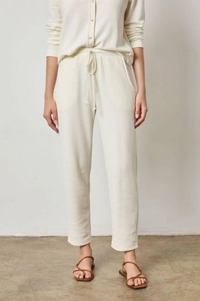 Lilla P Drawcord Waffle Pants In Ecru