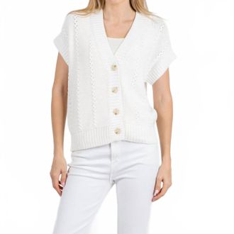 Repeat Cable Detail Cardigan In White