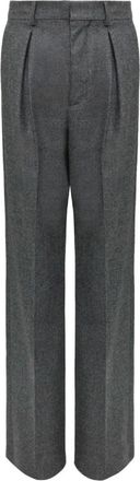 Maison Margiela Broeken, Dames, Grijs, L, Wol, Wide Leg Broek