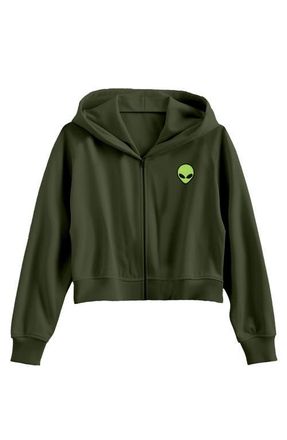 Dalix Alien Fleece Zip Hoodie in Military Green at Nordstrom, Size Xx-Large
