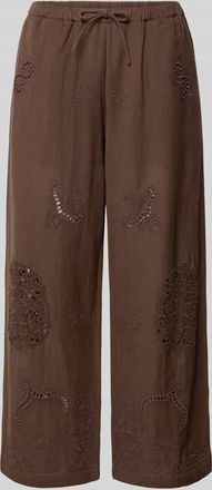 Jake*s Casual Culotte mit Lochstickerei und Eingrifftaschen in Dunkelbraun, Gr&ouml;&szlig;e 34