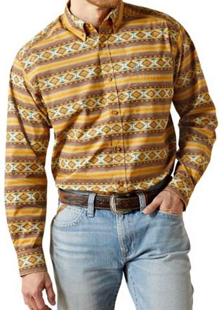 Ariat Teddi Casual Series Button Down Print Shirt In Tan