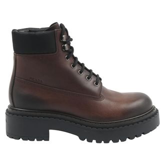 Prada Lace-up Boots, male, Brown, Size: 7 1/2 US Leather Lace-up Boots