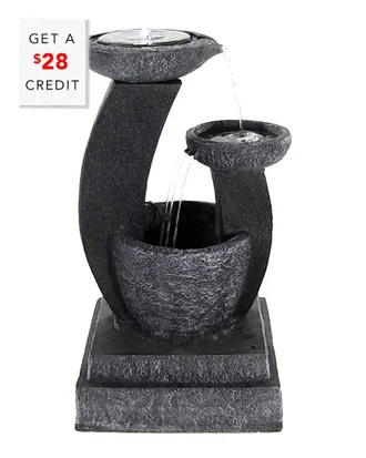 Sunnydaze Modern Cascading Bowls Solar Fountain With Battery Backup With $28 Credit