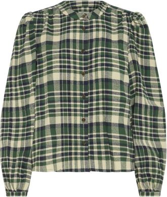 Ichi Ihtamanna SH2 Blouse - Dames - Blouses - Groen - S - Katoen - Overhemden