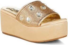 London Rag Meta Charts Wedge Sandal in Gold at Nordstrom Rack, Size 10