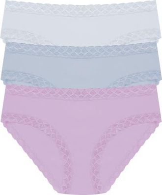 Natori Bliss Cotton Girl Brief 3-Pack in Frost Sky/blue Mst/violt Tulip at Nordstrom, Size Xx-Large
