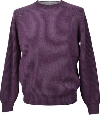 Brunello Cucinelli Plum Cashmere Crew Neck Sweater, Brand Size 50 (US Size 40)