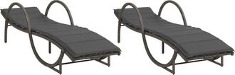 vidaXL Vidaxl - Tumbonas Con Cojines 2 Unidades Rat&aacute;n Sint&eacute;tico Gris