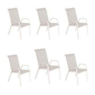 ED&Egrave;N JARD&Iacute; Pack 6 sillones de exterior apilable blanco envejecido