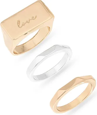 Leith Mixed Love 3-Pack Rings in Gold- Silver at Nordstrom Rack, Size Medium/large
