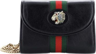 Gucci Rajah Web Chain Shoulder Bag Leather Mini crossbody bag - Zwart