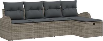 vidaXL Garden Sofa Set 5 pcs Grey 234 x 117 x 85 cm Poly rattan Vidaxl