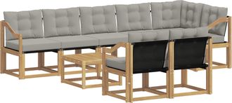 vidaXL Conjunto De Sof&aacute;s De Exterior 9 Uds. Blanco Y Gris Claro Vidaxl