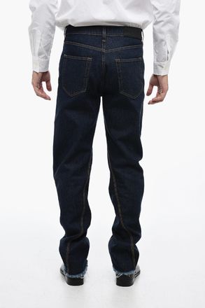 Lanvin Straight Fit Frayed Jeans With 21cm Seam Detail Lanvin