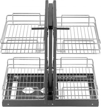 OEM Organizador Extra&iacute;ble De Esquina Ciega, Organizador De Gabinete De Cocina De 2 Niveles Y 4 Estantes, Acero Al Carbono Cromado, Compatible Con Apertura