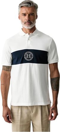 Hackett Klassiek Passend Polo met Korte Mouwen en Merkpaneel - Heren - Polos - Wit - XL - Katoen - Tops