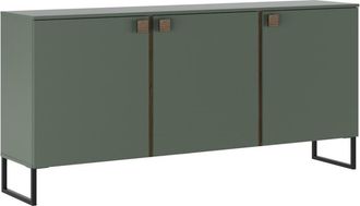 Oresteluchetta Aparador 3 puertas verde gris y nogal con patas negras, 90x184x40