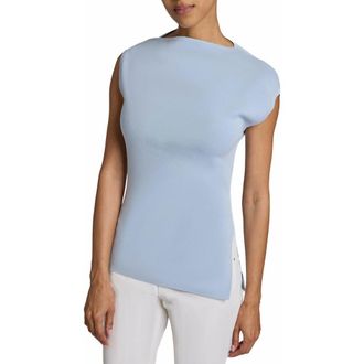 Santorelli AISLING Off-Shoulder Knit Top in Cotton/Linen Blend in Sky Blue at Nordstrom, Size Small