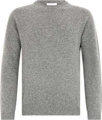Boglioli Truien & Vesten, Heren, Grijs, M, Wol, Wool Cashmere mouliné Crewneck