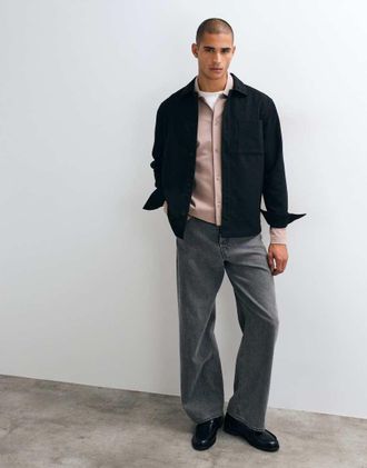 Asos overshirt in lana nera-Nero