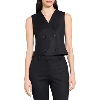 Theory Double Breasted Wool Vest in Black at Nordstrom Rack, Size 8