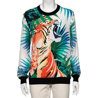 Roberto Cavalli Multicolor Printed Silk Long Sleeve T-Shirt