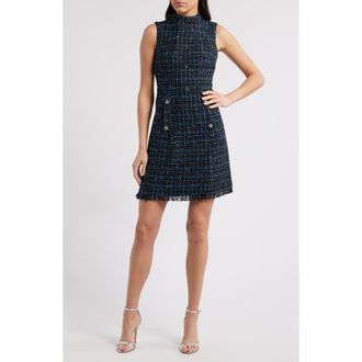 Eliza J Sleeveless Boucl&eacute; Sheath Dress in Black at Nordstrom Rack, Size 8