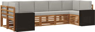 vidaXL Conjunto De Sof&aacute;s De Exterior 7 Uds. Natural Y Gris Claro Vidaxl