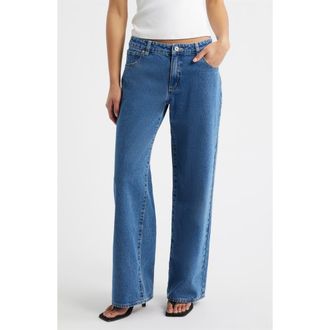 Abrand 99 Molly Low Rise Baggy Wide Leg Jeans in Mid Blue at Nordstrom, Size 24