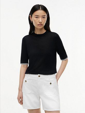 Tommy Hilfiger Tipped Short Sleeve Jumper With Silk