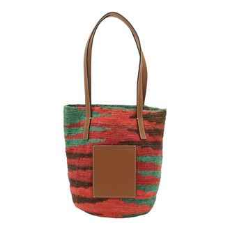 Loewe Brown Green Pink Purple Leather Basket Tote Bag (Pre-Owned)